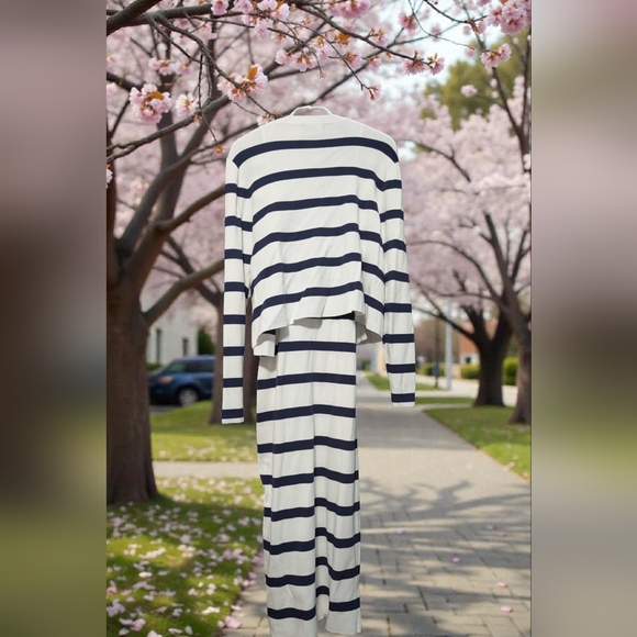 Fashion Nova Christiana Striped Sweater Midi Dress Set-Navy/combo Size 1X (NWOT) - Picture 7 of 10